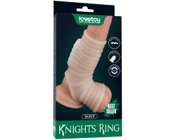 Рельефная вибронасадка на пенис и мошонку Vibrating Wave Knights Ring with Scrotum Sleeve