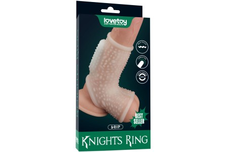 Рельефная вибронасадка на пенис и мошонку Vibrating Drip Knights Ring with Scrotum Sleeve