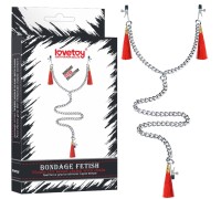 Зажимы для сосков и клитора с красными кисточками Nipple Clit Tassel Clamp With Chain