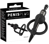 Пластиковый уретральный виброплаг с силиконовым кольцом под головку Penis Plug