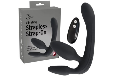 Многофункциональный безремневой страпон с вибрацией и дистанционным пультом управления Strapless Strap-On