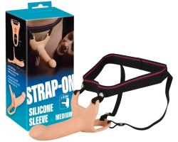 Реалистичный фаллопротез на ремнях Strap-On + 5 см к длине
