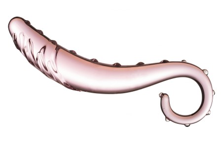 Нереалистичный стеклянный фаллоимитатор розового цвета 16 см