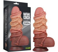 Реалистичный фаллоимитатор с мошонкой и рельефом из веревок Lovetoy Silicone Cock with Rope 25 см