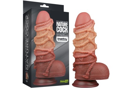 Реалистичный фаллоимитатор с мошонкой и рельефом из веревок Lovetoy Silicone Cock with Rope 25 см