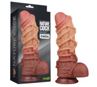 Реалистичный фаллоимитатор с мошонкой и рельефом из веревок Lovetoy Silicone Cock with Rope 27 см