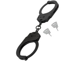 Настоящие милицейские наручники черного цвета с двумя ключами 