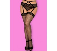 Черные чулки в сеточку и с леопардовым принтом Jagueria 4XL/5XL