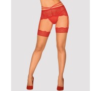 Нюдовые чулки с красным кружевом Loventy XXL/XXXL