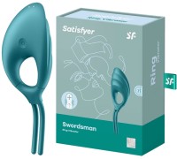 Эрекционное кольцо-лассо с вибрацией Satisfyer Swordsman цвета морской волны