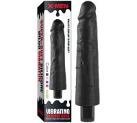 Реалистичный черный вибратор с рельефным стволом X-Men Vibrating Siliсone Cock 22 см