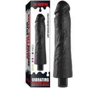 Реалистичный черный вибратор с рельефным стволом X-Men Vibrating Siliсone Cock 25 см