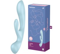 Двусторонний вибратор с клиторальным стимулятором Satisfyer Triple Oh Blue ДЕФОРМИРОВАННАЯ УПАКОВКА