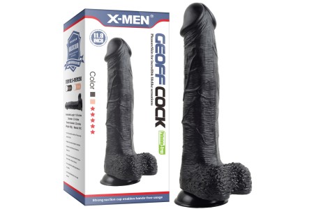 Фаллос-гигант черного цвета X-Men Geoff Cock 30 см