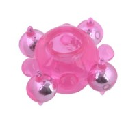 Розовое кольцо-ограничитель с бусинами