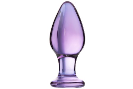 Фиолетовая анальная пробка из стекла 10 см