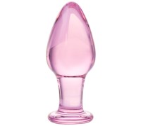 Стеклянная анальная втулка розовая 10 см