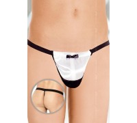 Стринги официанта с бабочкой черно-белые S/L