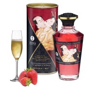 Разогревающее массажное масло Shunga Sparkling Strawberry Wine c ароматом клубники и шампанского 100 мл