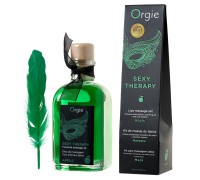 Комплект для сладких игр Orgie Lips Massage со вкусом яблока (сладкое массажное масло и перо), 100 мл