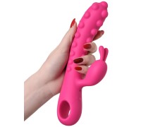 Розовый вибратор с клиторальным стимулятором Kokos Smon