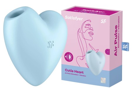 Вакуумно-волновой стимулятор с вибрацией Satisfyer Cutie Heart голубой