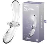 Двусторонний фаллос из стекла Satisfyer Double Crystal прозрачный 20 см