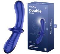 Двусторонний фаллос из стекла Satisfyer Double Crystal синий 20 см