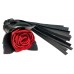 Черная кожаная плеть Красная Роза 40 см - фото