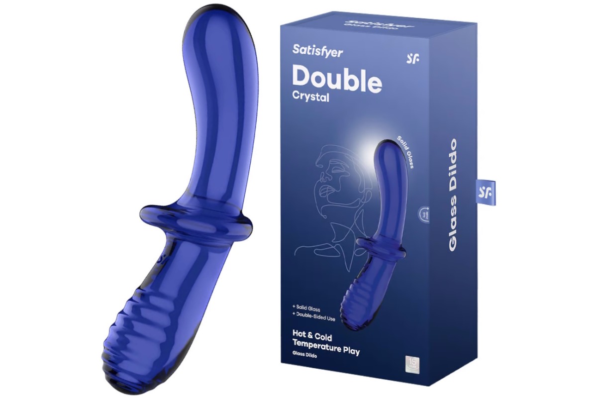 Двусторонний фаллос из стекла Satisfyer Double Crystal синий 20 см купить в  Минске