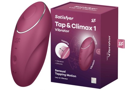 Клиторальный вибростимулятор с пульсацией Satisfyer Tap And Climax 1 бордовый