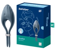 Эрекционное кольцо с вибрацией Satisfyre Duelist серый