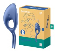 Эрекционное кольцо-лассо с вибрацией Satisfyer Swordsman синего цвета