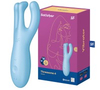 Смарт-стимулятор клитора и половых губ с вибрацией Satisfyer Threesome 4 голубой