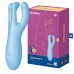 Смарт-стимулятор клитора и половых губ с вибрацией Satisfyer Threesome 4 голубой - фото