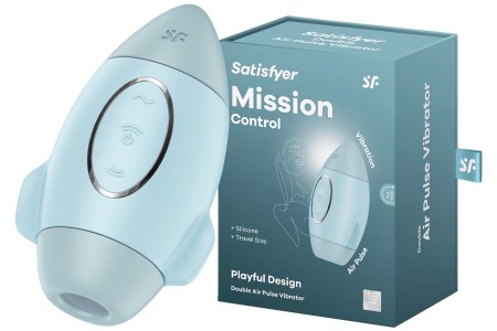 Вакуумно-волновой стимулятор клитора с вибрацией Satisfyer Mission Control голубой
