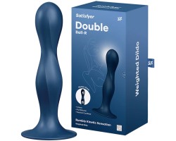 Фаллос Satisfyer Double Ball-R со смещенным центром тяжести синий 18 см