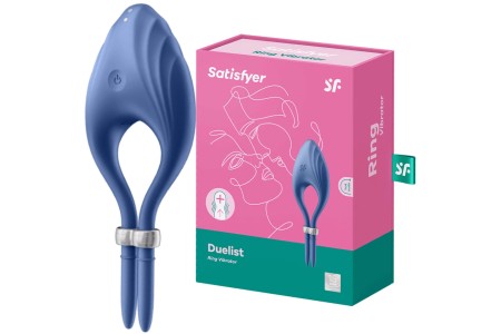 Эрекционное кольцо с вибрацией Satisfyer Duelist синий
