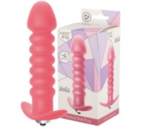 Рифленая анальная пробка с вибрацией Twisted Anal Plug Pink