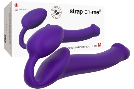 Гнущийся безремневой страпон Strap-On-Me Semi-Realistic M фиолетовый 18 см