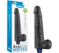 Классический черный вибратор с мошонкой Real Softee 27 см