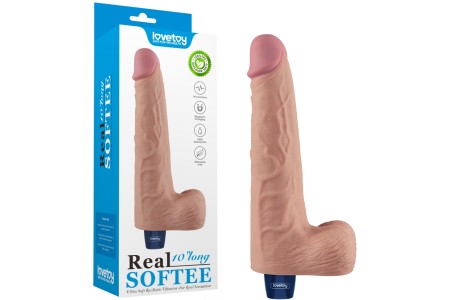 Классический вибратор с мошонкой Real Softee 26 см