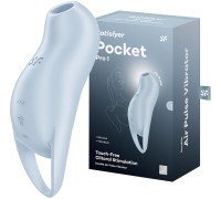 Вакуумно-волновой стимулятор клитора с вибрацией Satisfyer Pocket Pro 1 голубой