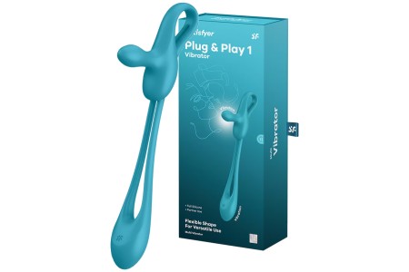 Многофункциональный вибратор для пар с гибкой основой Satisfyer Plug & Play 1 голубой