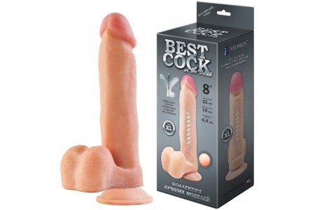 Реалистичный фаллоимитатор Best Cock с мошонкой на присоске 23 см