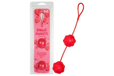Красные вагинальные шарики со смещенным центром Sweet Hearts Duo Loveballs