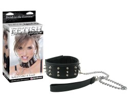 Ошейник с шипами и металлическим поводком-цепочкой Extreme Spiked Collar With Leash