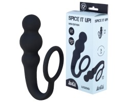 Анальная елочка с эррекционным кольцом Spise it up Legend Blask