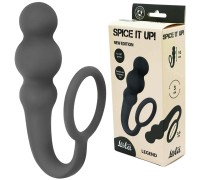 Анальная елочка с эррекционным кольцом Spise it up Dark Grey