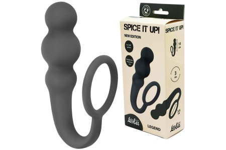 Анальная елочка с эррекционным кольцом Spise it up Dark Grey